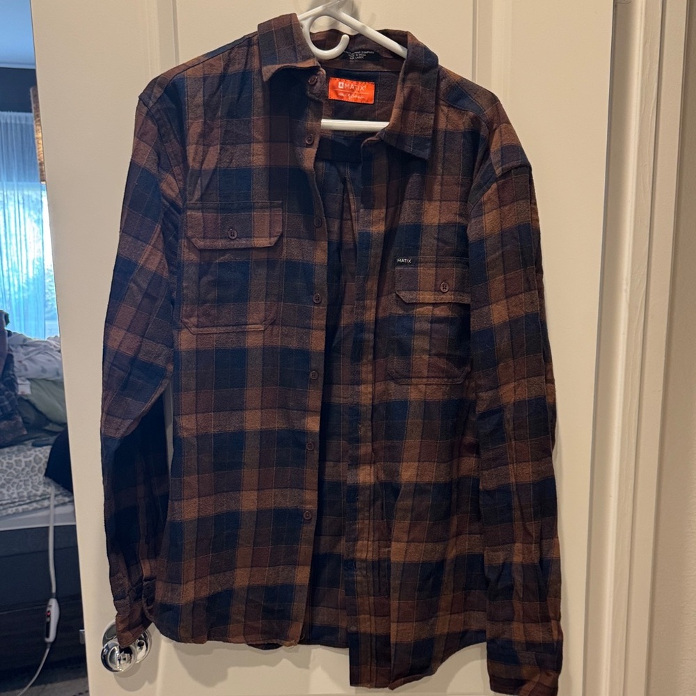 Matix Men's Brown and Black Checkered Shirt
